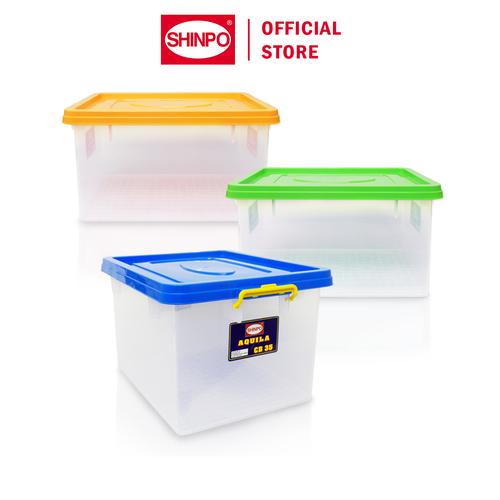 SHINPO Box Penyimpanan Kontainer Plastik 35 L Aquila Container Box Lock Klip Pengunci SPO-SIP-135-CB35