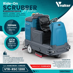 [EZM.1014299] Ride On Scrubber / VALTER Heavy Duty Ride On Scrubber VTR-RSC 1200 Double Brush With Button Controlled