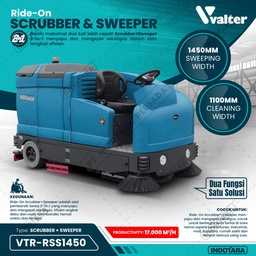 [EZM.1012425] 2IN1 Ride On Sweeper And Scrubber / VALTER Heavy Duty Unification of Scrubber and Sweeper VTR-RSS1450