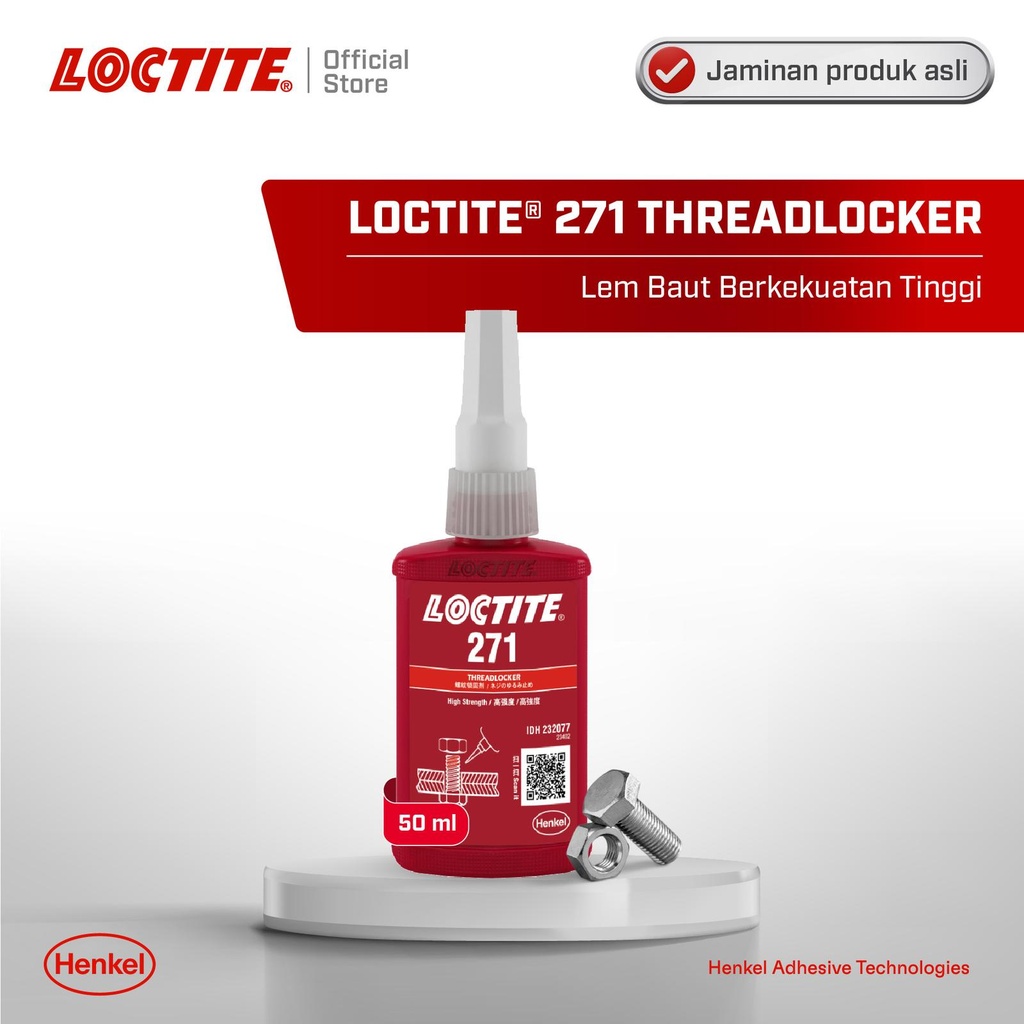 Jual Henkel LOCTITE 271 Threadlocker Lem Baut - 50 ml Official Resmi