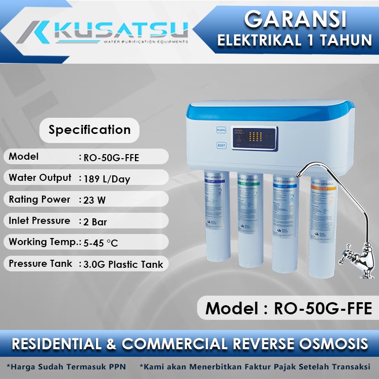 Kusatsu Reverse Osmosis RO-50G-FFE 4-Stages Filtration