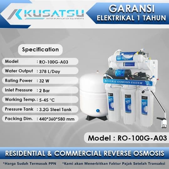 Reverse Osmosis RO-100G-A03 6-Stages 378L Kusatsu