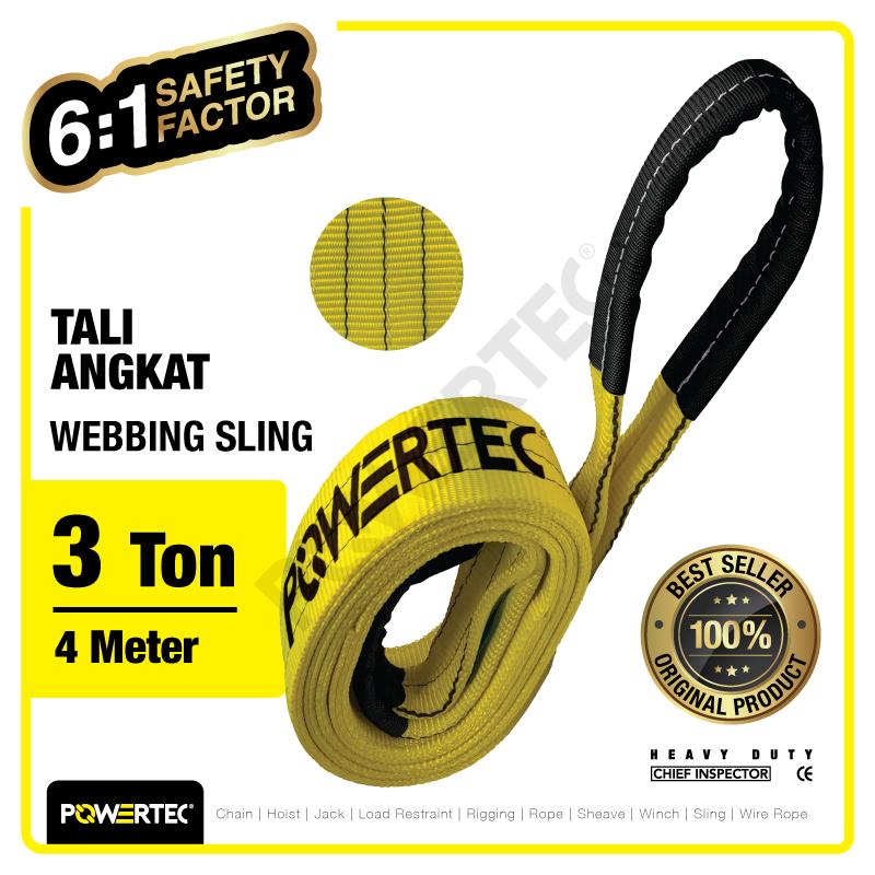 Webbing Sling Belt / Tali Angkat 3 Ton x 4 Meter POWERTEC Double Ply