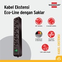 Brennenstuhl Eco-Line Stop Kontak dengan Switch 6-Soket Hitam 1,5m
