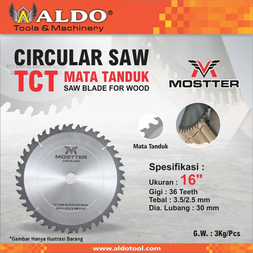 CIRCULAR SAW / MATA GERGAJI KAYU TANDUK TCT MOSTTER 16"/ 400 MM X 36 T