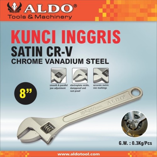 KUNCI INGGRIS SATIN CR-V ALDO 8 INCH