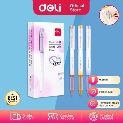 Deli Gel Pen / Pulpen Gel 0.5mm Penulisan Lancar Nyaman Digenggam A620