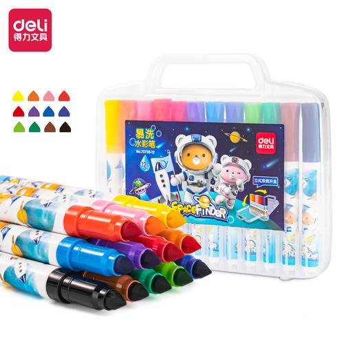Deli Felt Pen / Spidol Warna Dengan Warna Terang Mudah Dicuci 70738-12