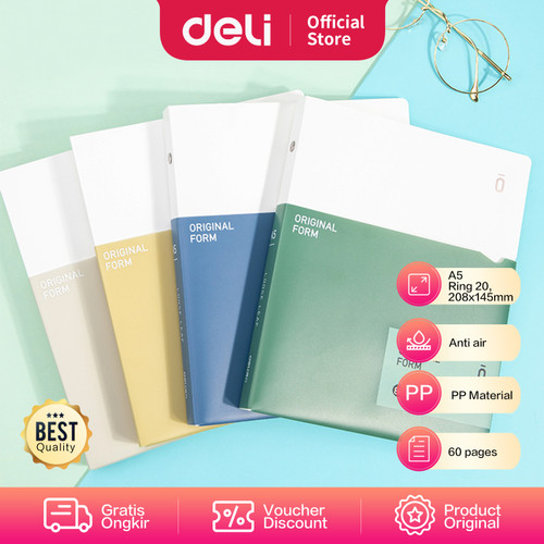 Deli Loose Leaf Book/ Binder Book A5 B5 60 Lembar 20 26 Ring GHA560