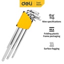 Deli Set Kunci L Panjang 9 Pcs Ukuran 1.5 - 10 mm Ujung Bulat DL30XX