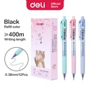Deli School Gel Pen Pulpen Sekolah 0.35/0.38/0.5mm Tinta Warna Hitam
