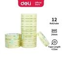 Deli Isolasi bening Lakban 24mmX60yd 12pcs/tube 30133
