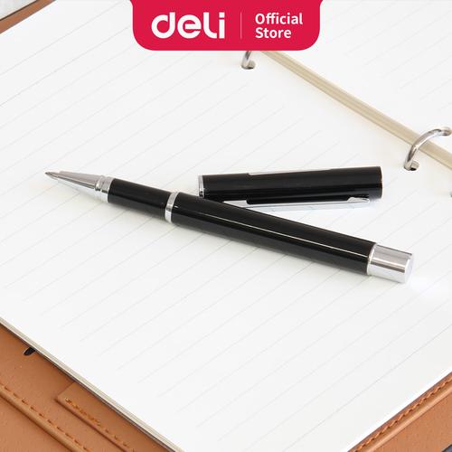 Deli Gellpen ujung tumpul 0.5mm hitam alumunium besi halus untuk S80