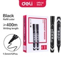 Deli EU10020 (BOX) Permanent Marker/Spidol Permanen-Hitam 12 Pcs