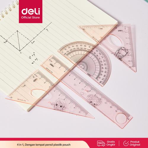 Deli School Ruler Set/ Set Penggaris Sekolah 4in1 Edisi One Piece EH17