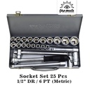 TJAP MATA / CAP MATA Socket (SET-25 PCS) 1/2" DR | Metric - (CR - V)