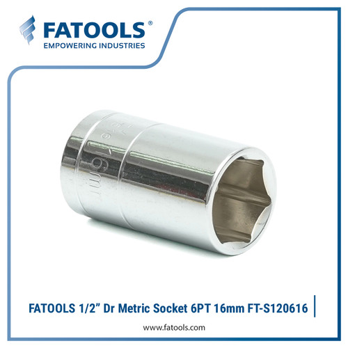FATOOLS S120616 1/2" Dr Socket 6PT 16mm Kunci Sok CrV Chrome Vanadium
