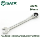 Kunci Ring Pas 36 mm 43224 Full Polish Comb. Ratchet Wrench Sata Tools