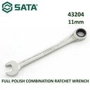Kunci Ring Pas 11 mm 43204 Full Polish Comb. Ratchet Wrench Sata Tools
