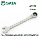 Kunci Ring Pas 9 mm 43202 Full Polish Comb. Ratchet Wrench Sata Tools