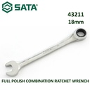 Kunci Ring Pas 18 mm 43211 Full Polish Comb. Ratchet Wrench Sata Tools