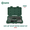 Kunci Shock Mata Sok 52 Pcs Metrik 09002 1/4" Dr 6PT Socket Sata Tools