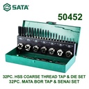 Mata Bor Tap Senai 50452 32 Pcs Hss Coarse Thread Tap & Die Sata Tools