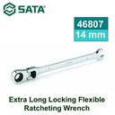Kunci Ring Pas 14 mm 46807 Extra Long Locking Flex Ratchet Wrench Sata