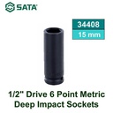 Kunci Shock 15 mm 34408 1/2" 6 PT Metric Deep Impact Socket Sata Tools