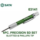 Obeng Presisi 03141 6Pc Precision Screwdriver Sl- Ph+ Tip Sata Tools