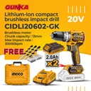 P20S Brushless Impact Drill 13mm INGCO CIDLI20602-GK Bor Tembok Beton