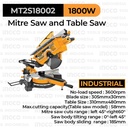 2-in-1 Mitre & Table Saw (12 Inch) INGCO MT2S18002 Sliding Combination