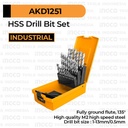 25-Pcs M2 HSS Drill Bits Set (1-13 mm) INGCO AKD1251 Mata Bor Besi