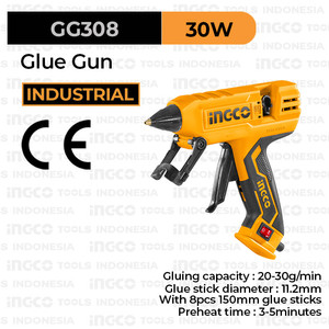 Glue Gun (220 W) INGCO GG308 - Alat Lem Tembak Lilin Bakar Panas Cair