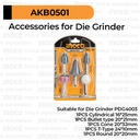 5-Pcs Die Grinder Accessory Set INGCO AKB0501 Mata Gerinda Botol Lurus