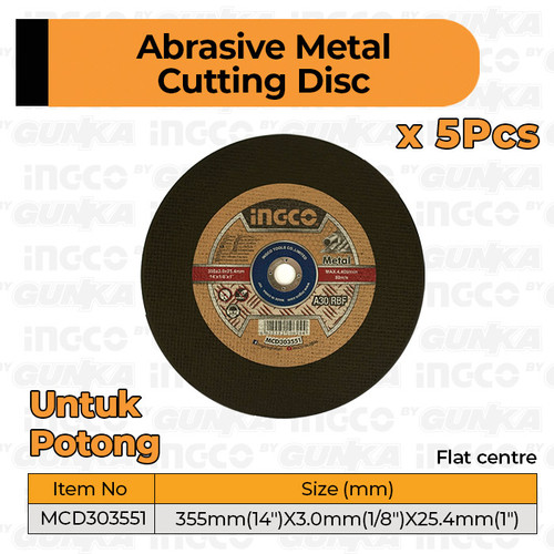 5Pcs Cutting Disc 14" INGCO MCD303551 Mata Batu Potong Gerinda Gurinda