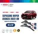 Bosch Sepasang Wiper Frameless New Clear New Avanza 2022-On Size 24 dan 16 Inci