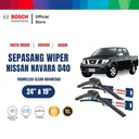 Bosch Sepasang Wiper Mobil Nissan Navara D40 Frameless New 24 & 19
