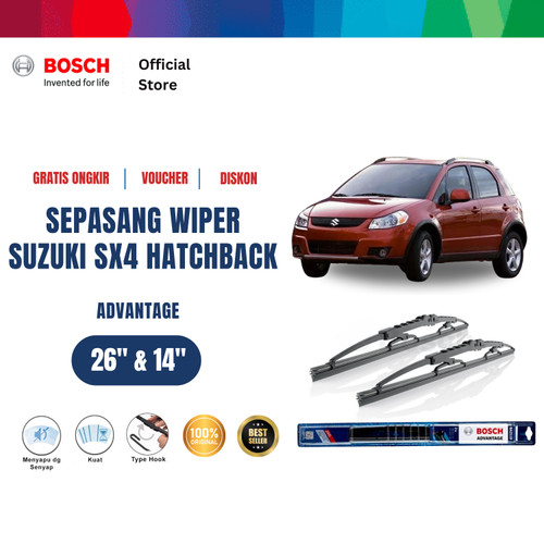 Bosch Wiper Kaca Mobil Suzuki SX4 Hatchback 2006-on Advantage 26 dan 14 Inci