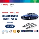 Bosch Sepasang Wiper Kaca Mobil Peugeot 406 D9 2000-2004 Advantage 24 dan 22 Inci