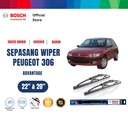 Bosch Sepasang Wiper Mobil Peugeot 306 N5 1997-2003 Advantage 22 dan 20 Inci