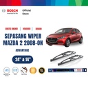 Bosch Sepasang Wiper Kaca Mobil Mazda 2 (2008-on) Advantage 24 dan 14 Inci