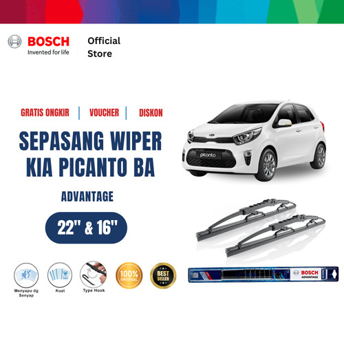 Bosch Sepasang Wiper Mobil KIA Picanto BA (2004-2011) Advantage 22&16
