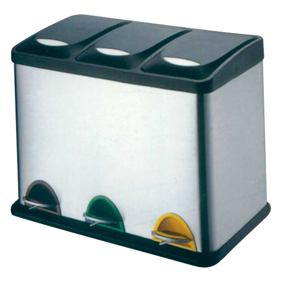 WASTE BIN THREE COMPARTMENT 3 PEDAL