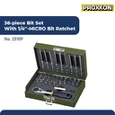 PROXXON 23109 OBENG RACHET SET PRECISION 1/4'' MICRO BIT RATCHET 36PC