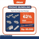 BLUM PROMO PAKET LENGKAP ENGSEL STENGAH BUNGKUK HINGE 100° DUAL RIGHT