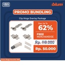 BLUM PROMO PAKET LENGKAP ENGSEL LURUS CLIP HINGE 100° OVERLAY
