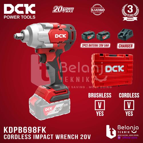 DCK Impact Wrench Baterai 1/2 Inch Mesin Pembuka Baut KDPB698FK 20V