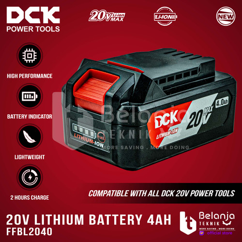 DCK Lithium Battery Pack 20V 4.0 AH Baterai Cordless 20V 4 AH FFBL2040