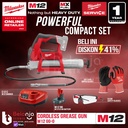 Milwaukee Grease Gun Cordless M12 GG-0 Pompa Gemuk Baterai Set 12V 6AH